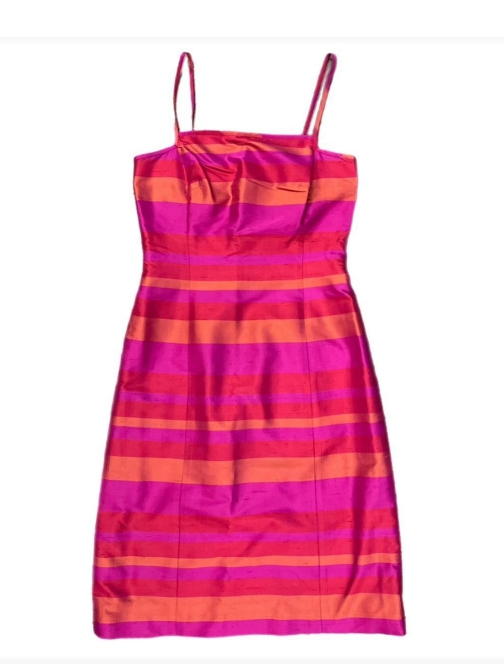 Ann Taylor Petites Striped Deponi Pink and Orange Dress Sz 6P Nwt